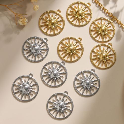 Bijoux pendentifs en acier inoxydable , Acier inoxydable 304, soleil, DIY, plus de couleurs à choisir, 24x26mm, 10PC/sac, Vendu par sac