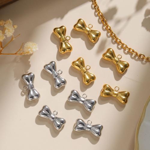 Stainless Steel Pendants, 304 Stainless Steel, Bowknot, Vacuum Ion Plating, DIY, more colors for choice, 16x4.70mm, 10PCs/Bag, Sold By Bag