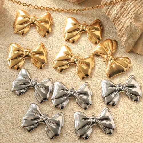 Stainless Steel Pendants, 304 Stainless Steel, Bowknot, Vacuum Ion Plating, DIY, more colors for choice, 35x25mm, 10PCs/Bag, Sold By Bag