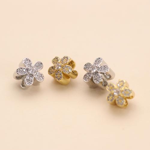 Cubic Zirconia Micro Pave Brass Beads, Flower, plated, DIY & micro pave cubic zirconia, more colors for choice, nickel, lead & cadmium free, 10.40x10.50mm, Sold By PC