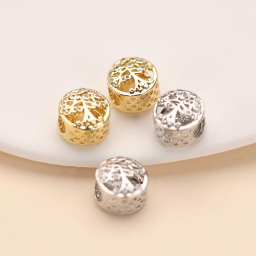 Cubic Zirconia Micro Pave Brass Beads, Round, gold color plated, DIY & micro pave cubic zirconia, more colors for choice, nickel, lead & cadmium free, 11.20x8.80mm, Sold By PC