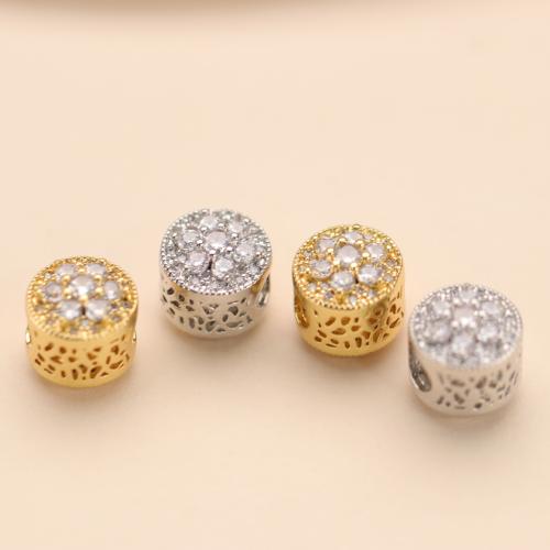 Cubic Zirconia Micro Pave Brass Beads, Round, plated, DIY & micro pave cubic zirconia, more colors for choice, nickel, lead & cadmium free, 12.20x9.50mm, Sold By PC