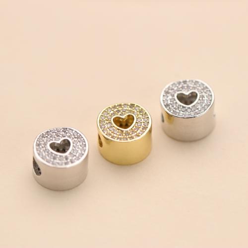 Cubic Zirconia Micro Pave Brass Beads, Column, plated, DIY & micro pave cubic zirconia, more colors for choice, nickel, lead & cadmium free, 11.50x8mm, Sold By PC