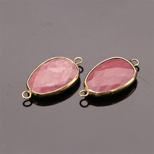 Gemstone Connector, Rhodochrosite, gold color plated, DIY & 1/1 loop, red, 17.50x31mm, Sold By PC