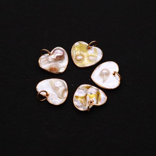 Shell Pendants, Heart, gold color plated, DIY, 21x24mm, Sold By PC