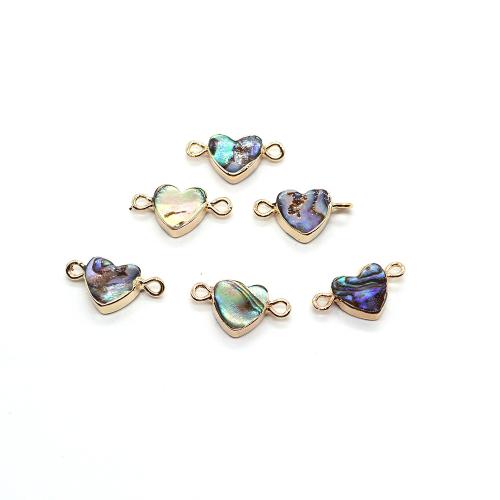 Shell Connector, Abalone Shell, Heart, gold color plated, DIY & 1/1 loop, 11x19mm, Sold By PC