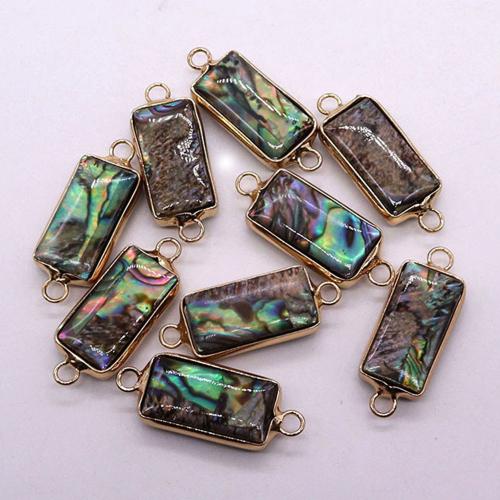 Shell Connector, Abalone Shell, Rectangle, gold color plated, DIY & 1/1 loop, 12x30mm, Sold By PC