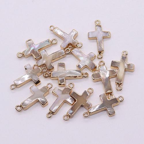 Shell Connector, Cross, gold color plated, DIY & 1/1 loop, 14x25mm, Sold By PC