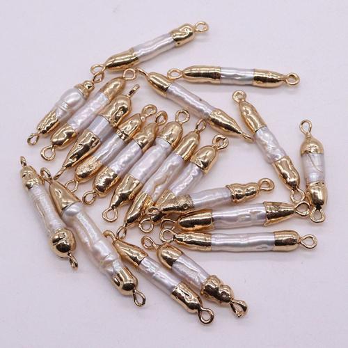 Freshwater Pearl Connector, gold color plated, DIY & 1/1 loop, Sizeuff1a5-40mm, Sold By PC