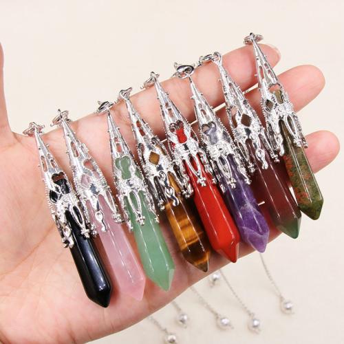 Gemstone Pendants Jewelry, Tibetan Style, with Natural Stone, silver color plated, fashion jewelry & different materials for choice, more colors for choice, nickel, lead & cadmium free, Sold By PC