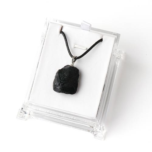 Natural Gemstone Necklace, Korean Waxed Cord, with Tourmaline, fashion jewelry, black, Sold By PC