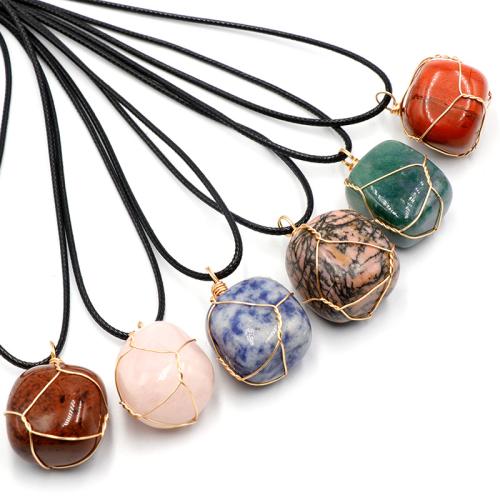 Natural Stone Pendant, with Iron, DIY & different materials for choice, more colors for choice, about:30-40mm, Sold By PC