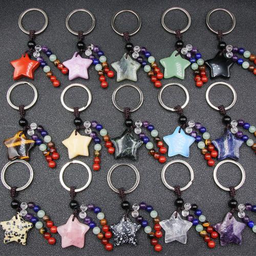 Bag Purse Charms Keyrings Keychains, Natural Stone, with Tibetan Style, Star, fashion jewelry & different materials for choice, more colors for choice, Sold By PC