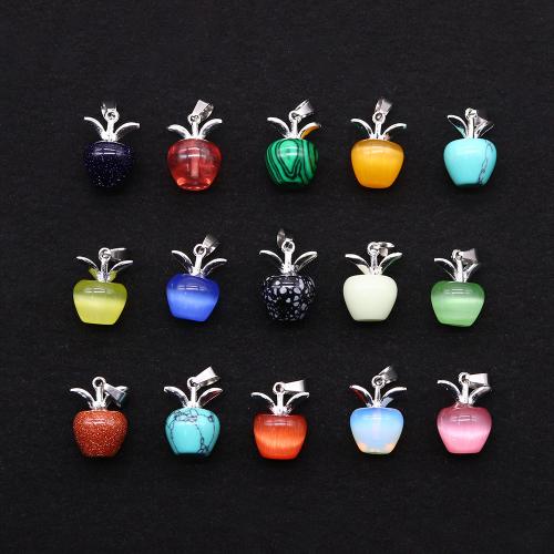 Gemstone Pendants Jewelry, Natural Stone, with Tibetan Style, Apple, DIY & different materials for choice, more colors for choice, 15x20mm, Sold By PC