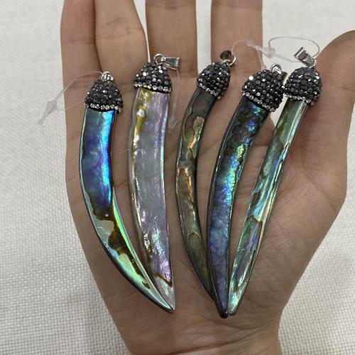 Natural Abalone Shell Pendants, Cayenne, DIY & with rhinestone, mixed colors, 13x86mm, Sold By PC