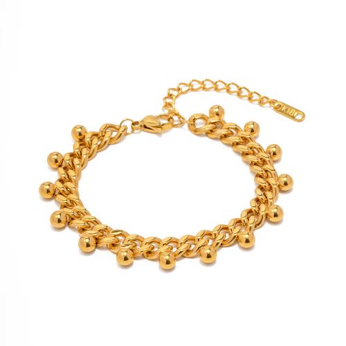 Stainless Steel Jewelry Bracelet, 304 Stainless Steel, with 6cm extender chain, 18K gold plated, fashion jewelry & for woman, Length:15 cm, Sold By Pair