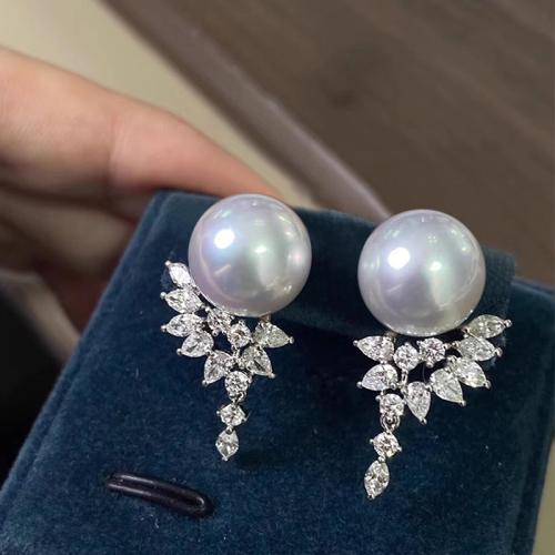 Boucles d'oreilles en laiton zircon cubique pavent, avec perle de plastique, Placage, bijoux de mode & pavé de micro zircon & pour femme, Vendu par paire