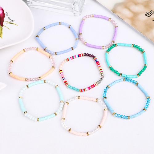 Polymer Clay Bracelet, with Seedbead & Elastic Thread, handmade, fashion jewelry & for woman, more colors for choice, Sold By PC