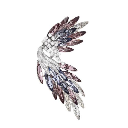 Crystal Brooch, Brass, with Austrian Crystal, micro pave cubic zirconia & for woman, silver color, 69x27mm, Sold By PC