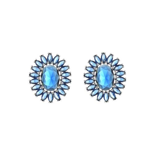 Boucles d'oreilles en laiton zircon cubique pavent, pavé de micro zircon & pour femme, argent, 21x25mm, Vendu par paire