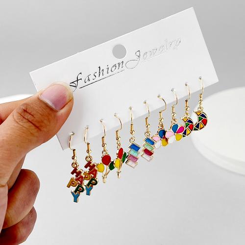 Tibetan Style Drop Earrings, plated, for woman & enamel, Sold By Set