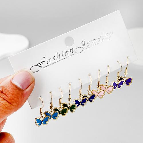 Tibetan Style Drop Earrings, Butterfly, plated, for woman & enamel, Sold By Set