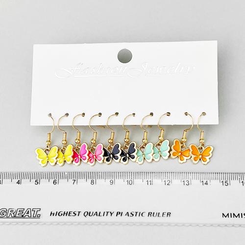 Pendientes de Aleación de Zinc, Mariposa, chapado, para mujer & esmalte, Vendido por Set