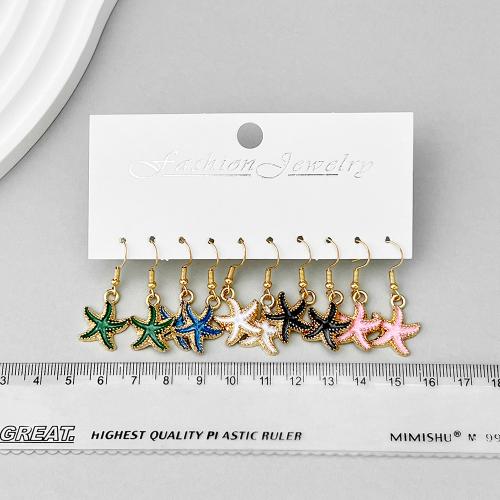 Tibetan Style Drop Earrings, Starfish, plated, for woman & enamel, Sold By Set