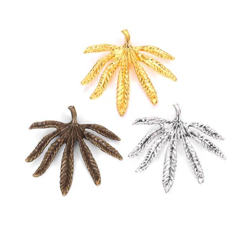 Tibetan Style Leaf Pendants, plated, DIY, more colors for choice, 41x42mm, 100PCs/Bag, Sold By Bag