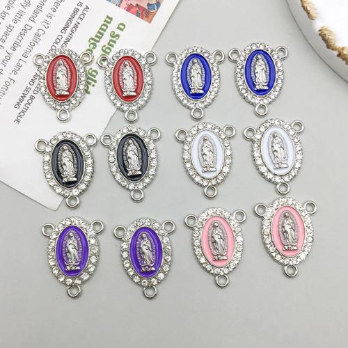 Tibetan Style Connector, plated, DIY & enamel & 1/2 loop, more colors for choice, 16x20mm, 100PCs/Bag, Sold By Bag