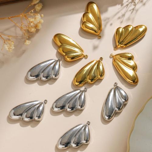 Stainless Steel Pendants, 304 Stainless Steel, Wing Shape, Vacuum Ion Plating, DIY, more colors for choice, 20x36mm, 10PCs/Bag, Sold By Bag