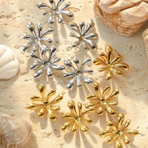 Stainless Steel Flower Pendant, 304 Stainless Steel, Vacuum Ion Plating, DIY, more colors for choice, 30x35mm, 10PCs/Bag, Sold By Bag