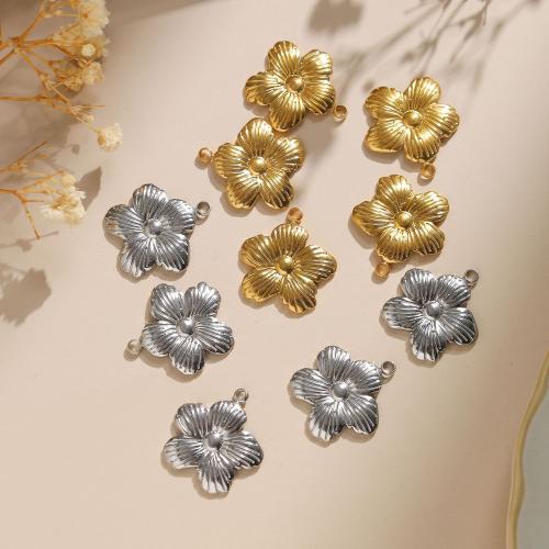 Stainless Steel Flower Pendant, 304 Stainless Steel, Vacuum Ion Plating, DIY, more colors for choice, 18x20mm, 10PCs/Bag, Sold By Bag