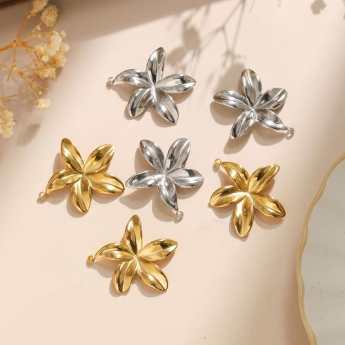 Stainless Steel Flower Pendant, 304 Stainless Steel, Vacuum Ion Plating, DIY, more colors for choice, 30x33mm, 10PCs/Bag, Sold By Bag