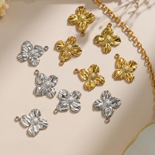 Stainless Steel Flower Pendant, 304 Stainless Steel, Vacuum Ion Plating, DIY, more colors for choice, 18x21mm, 10PCs/Bag, Sold By Bag