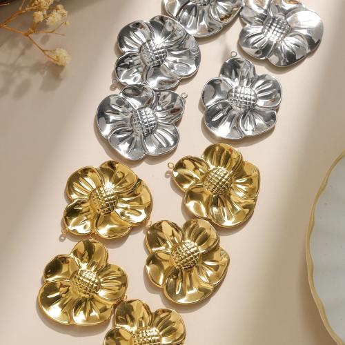 Stainless Steel Flower Pendant, 304 Stainless Steel, plated, DIY, more colors for choice, 10PCs/Bag, Sold By Bag