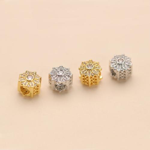 Cubic Zirconia Micro Pave Brass Beads, Sunflower, plated, DIY & micro pave cubic zirconia, more colors for choice, nickel, lead & cadmium free, 11.20x10mm, Sold By PC