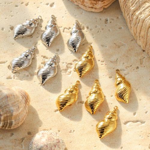 Bijoux pendentifs en acier inoxydable , Acier inoxydable 304, conque, Placage, DIY, plus de couleurs à choisir, 10PC/sac, Vendu par sac