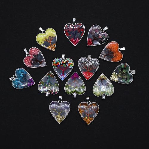 Gemstone Pendants Jewelry, Tibetan Style, with Natural Stone, Heart, plated, DIY & different materials for choice, more colors for choice, nickel, lead & cadmium free, 30x35mm, Sold By PC