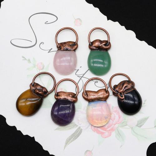 Gemstone Pendants Jewelry, Natural Stone, with Iron, DIY & different materials for choice, more colors for choice, nickel, lead & cadmium free, 20x40mm, Sold By PC