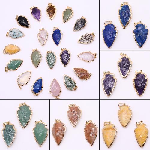 Gemstone Pendants Jewelry, Natural Stone, gold color plated, DIY & different materials for choice, more colors for choice, nickel, lead & cadmium free, about:20-38mm, Sold By PC