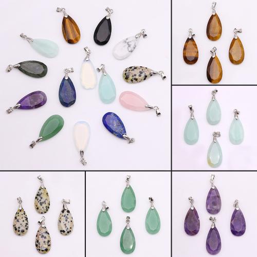 Gemstone Pendants Jewelry, Natural Stone, DIY & different materials for choice, more colors for choice, nickel, lead & cadmium free, 13x25mm, Sold By PC