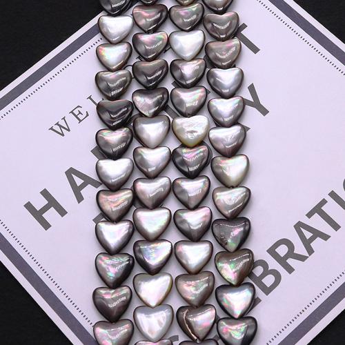 Natural Freshwater Shell Beads, Black Lip Shell, Heart, DIY, black, 12mm, Sold Per Approx 38 cm Strand