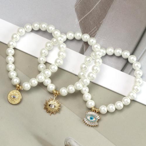 Shell Jewelry Bracelet, Shell Pearl, with Brass, fashion jewelry & different designs for choice & with rhinestone, white, nickel, lead & cadmium free, Sold By PC