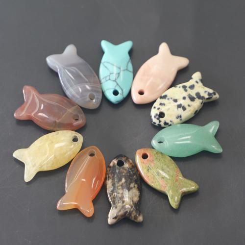 Gemstone Pendants Jewelry, Natural Stone, Fish, DIY & different materials for choice, more colors for choice, nickel, lead & cadmium free, 25x13x5.50mm, Sold By PC