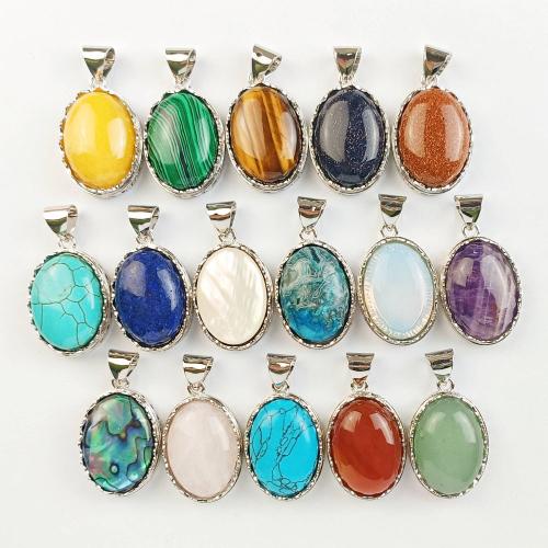 Gemstone Pendants Jewelry, Natural Stone, with Brass, DIY & different materials for choice, more colors for choice, Sold By PC