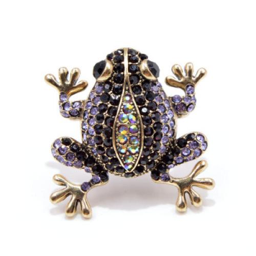 Tibetan Style Brooches, Frog, fashion jewelry & Unisex & with rhinestone, more colors for choice, Sold By PC