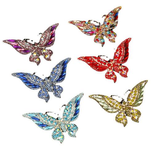 Tibetan Style Brooches, Butterfly, fashion jewelry & for woman & with rhinestone, more colors for choice, Sold By PC