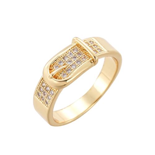 Cúbicos Circonia Micro Pave anillo de latón, metal, chapado en color dorado, diverso tamaño para la opción & micro arcilla de zirconia cúbica & para mujer, Blanco, Vendido por UD