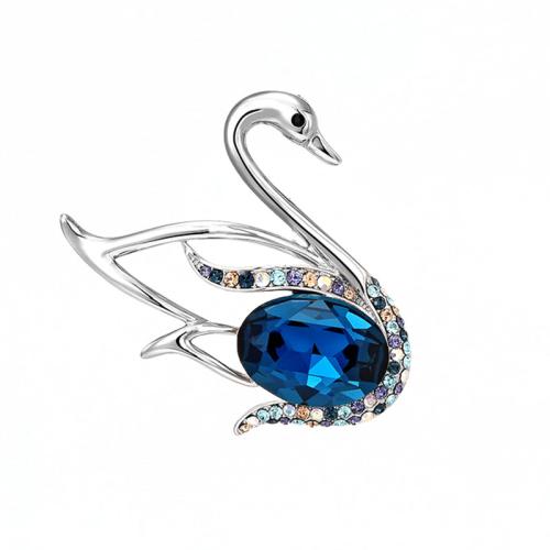 Tibetan Style Brooches, with Crystal, Swan, fashion jewelry & for woman & hollow, blue black, 40x41mm, Sold By PC